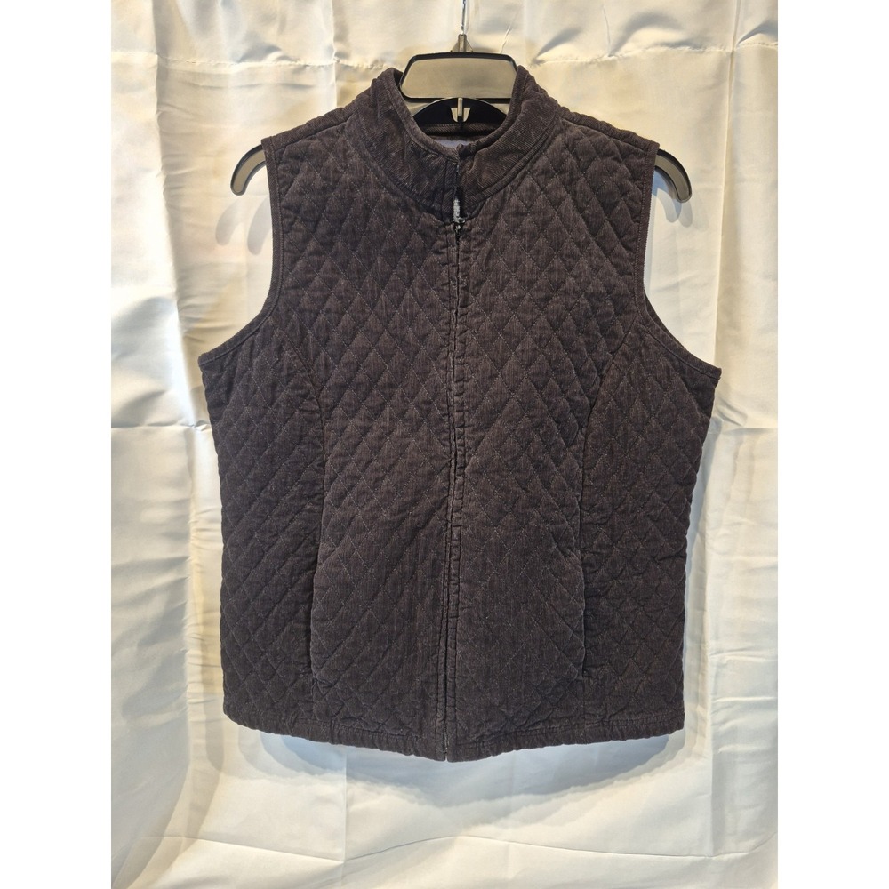 Vintage Black Corduroy Vest Quilted Lined Women's Medium Basic Edition 90s Retro